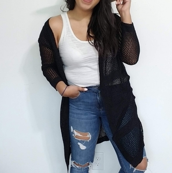 GOOD VIBES BLACK STRIPE CARDIGAN - Picture 12 of 15